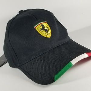 Ferarri Logo Black Ball Cap Hat NWT Licensed Itali